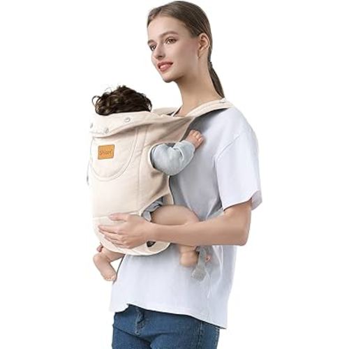 Baby Carrier Newborn to Toddler(7-30lbs), Toddler Carrier Baby Holder Carrier with Adjustable Shoulder Strap, Chest Carriers, Beige