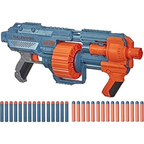 Nerf Elite 2.0 Shockwave RD-15 Dart Blaster, 30 Nerf Elite Darts, 15-Dart Rotating Drum, Kids Outdoor Toys for 8 Year Old Boys & Girls and Up (Amazon Exclusive)