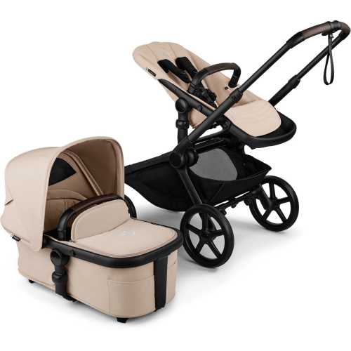 Bugaboo Kangaroo Complete Single-to-Double Stroller + Bassinet - Black / Desert Taupe / Desert Taupe