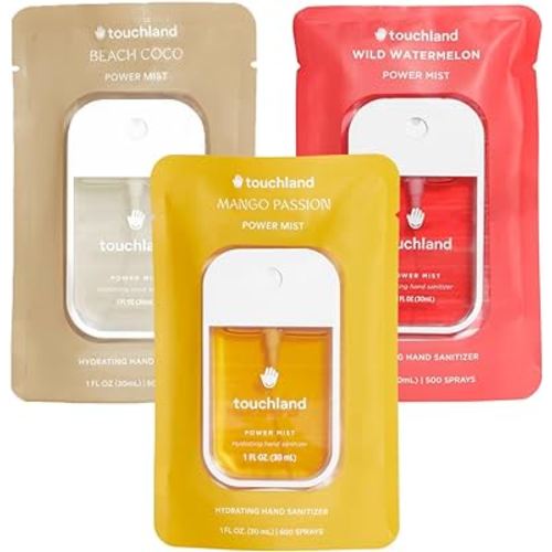 Touchland Power Mist Hydrating Hand Sanitizer Spray, TROPICAL Trio Set (Mango Passion, Beach Coco, Watermelon), 1 FL. OZ. Travel Size (Set of 3)