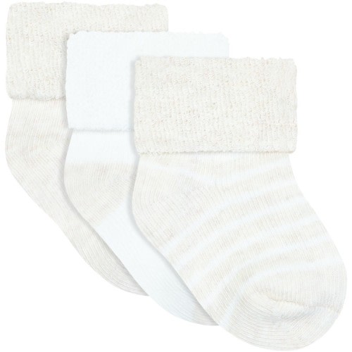 Underworks Baby Turn Over Top Socks 3 Pack - Oatmeal
