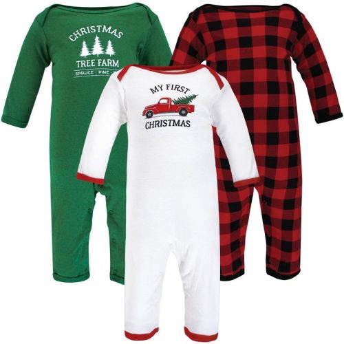 Hudson Baby Unisex Baby Cotton Coveralls, Christmas Tree, Size: 3-6 months