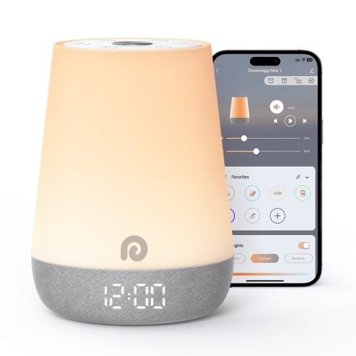 Dreamegg Sound Machine Baby, White Noise Sound Machine for Baby, Ok to Wake Alarm Clock with Night Ligh, 34 Soothing Sounds, App Control, Wake Up Alarm Clock for Bedroom Kids Adults