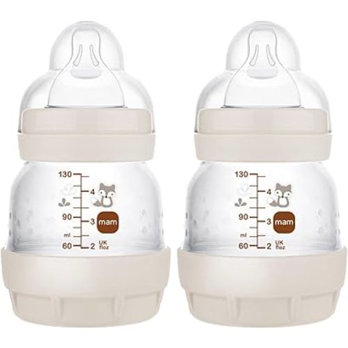 MAM Easy Start Anti-Colic Baby Bottle, Slow Flow, Breastfeeding-Like Silicone Nipple Bottle, Reduces Colic, Gas, & Reflux, Easy-to-Clean, BPA-Free, Vented Baby Bottles for Newborns, 0-3 Months