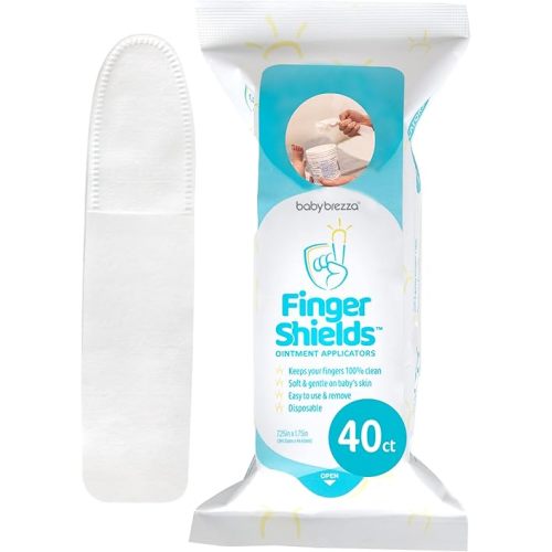 Baby Brezza Finger Shields - Mess Free Diaper Rash Cream Applicator – Keeps Fingers & Nails 100% Clean – No More Cleaning Butt Paste Spatula. Perfect for Travel, Newborn + Baby Shower Gifts, 40CT