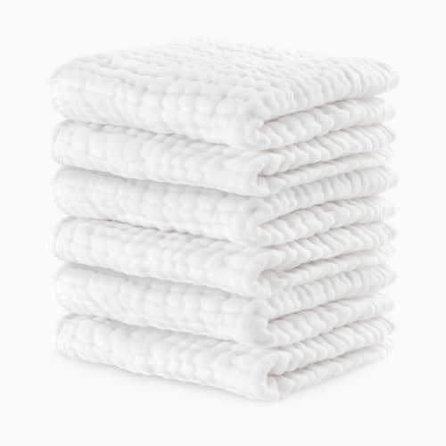 6-Layer Muslin Baby Washcloths Set - White