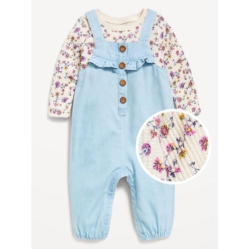 Long-Sleeve Cozy-Knit T-Shirt and Chambray Overalls Set for Baby | Old Navy