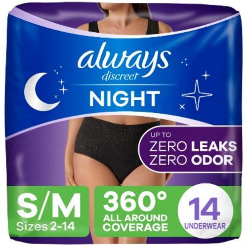 Always Discreet Night Black Women's Incontinence Underwear - Maximum - S/M - 14ct