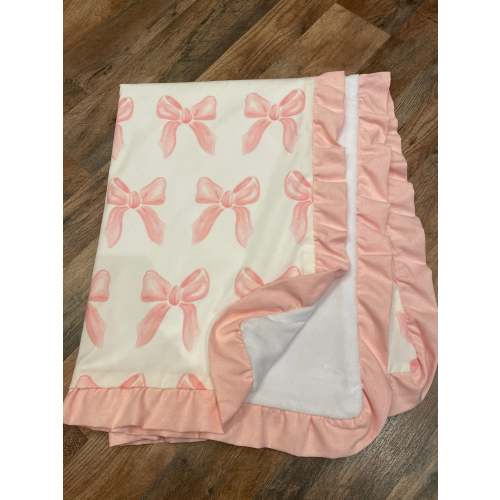 Petal Pink Bows Oversized Reversible Blanket