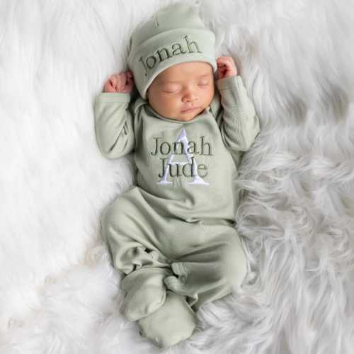 Newborn Boy Clothes Newborn Boy Coming Home Outfit Baby Boy Gift Newborn Boy Outfit Monogrammed Baby Boy Outfit Newborn Hat Newborn Gift NI