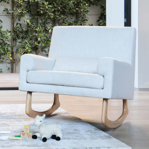 Nursery Works Sleepytime Rocker in Eco-Performance Fabric with Light Legs | Water Repellent & Stain Resistant