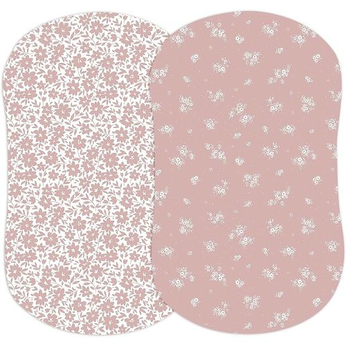 2-Pack Fitted Bassinet Sheets (Antique Rose) - Buttery Soft Cotton Blend for Standard Bassinet