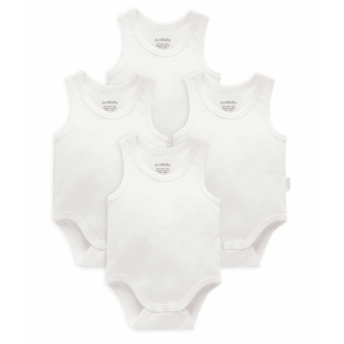 Rib Bodysuit 4 pack - White Pack - Purebaby
