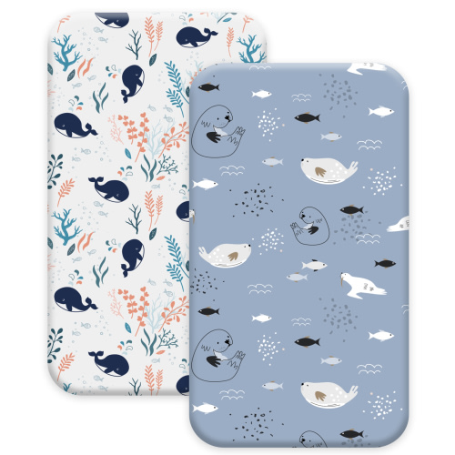 Gllquen Baby Crib Sheets for Boys Girls, Organic Fitted Elastic Toddler Bed Crib Mattress Sheets for Infant Unisex 52"x 28" x 9", Blue Ocean