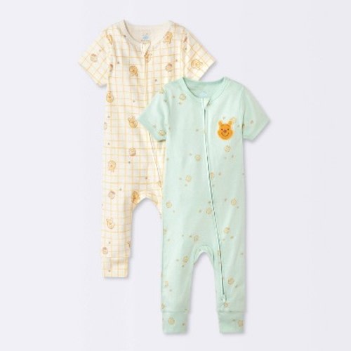 Baby 2pk Winnie The Pooh Short Sleeve Romper - Cloud Island™ Multicolor Newborn