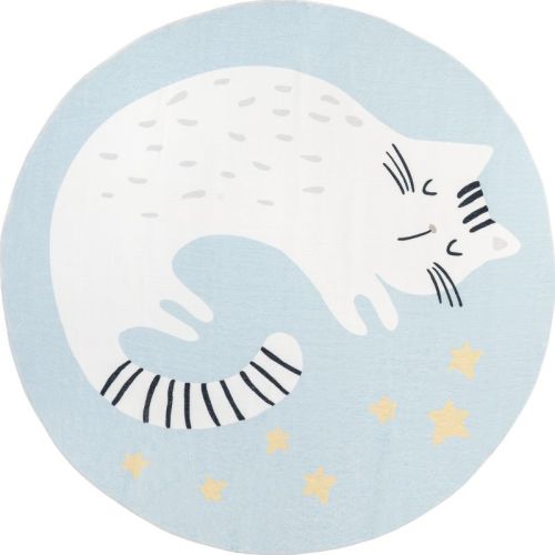 nuLOOM Adalynn Sleepy Cat Kids Machine Washable Area Rug, Size: round 4'