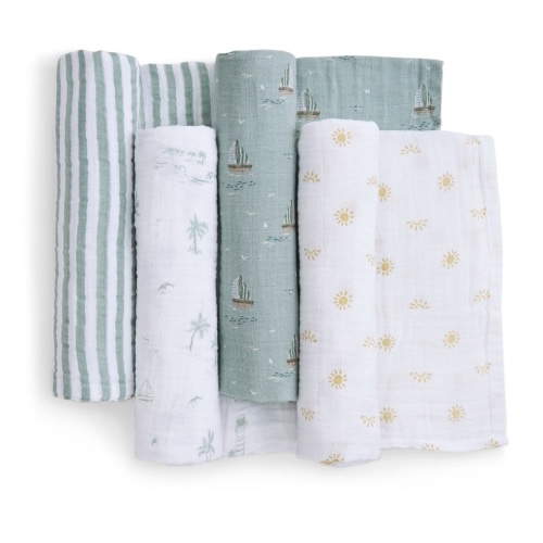aden + anais Organic Cotton Muslin Swaddles in Sailing Seas 4 Pack