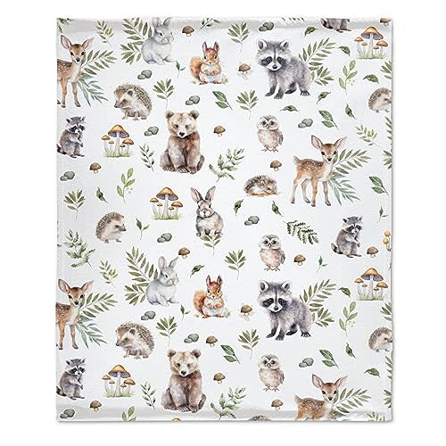 Forest Animals Blanket Soft Lightweight Flannel Blanket Gift for Women Toddler Throw for Bed Sofa Travel 40"x30" XS for Toddler/Pets