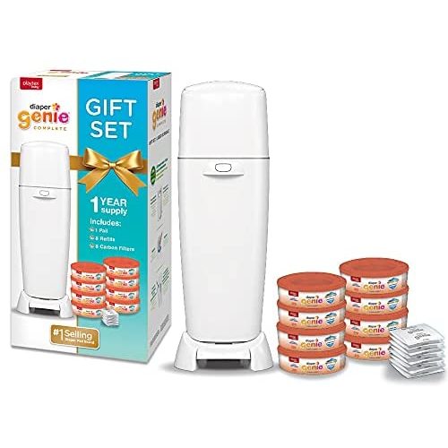 Playtex Diaper Genie Baby Registry Set, Includes 1 Diaper Genie Complete Diaper Pail, 8 Diaper Genie Clean Laundry Scent Refills and 8 Diaper Genie Carbon Filters For Odor Control