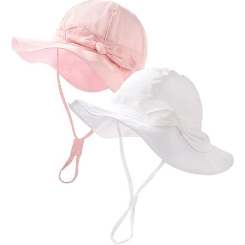 FURTALK Baby Sun Hat Toddler Girls Beach Hat Wide Brim UPF 50+ Adjuatable Travel Beach Essentials