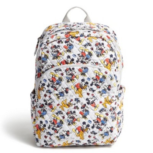 Vera Bradley Women's Outlet Disney Cotton Essential Large Backpack Mickey Mouse Family Fun Multi