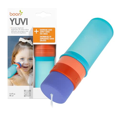 Boon Yuvi Sunscreen Applicator for Kids - Refillable and Spill Proof Kids Sunscreen Brush with Soft Foam Sponge - Summer Beach Essentials for Vacation - 3 Oz Travel Size - 1 Count