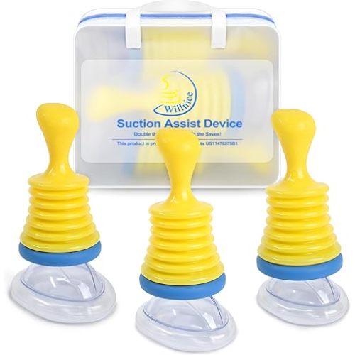 3Packs Portable Assist Suction Apparatus Powered by Double-Valves Comp. Air Kit Helps to Remove Clogged Objects, Convenient Kit, Great for Home and Travel, Includes Different Size S/M/L