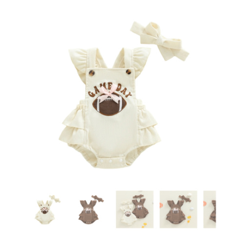GAME DAY Football Ruffle Romper - Hazel & Bo