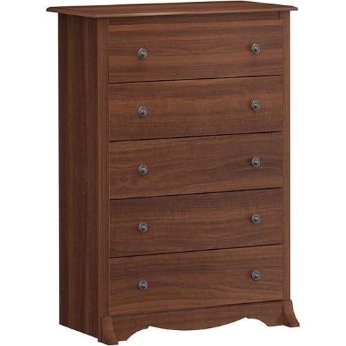 Prepac Sonoma Traditional 5-Drawer Tall Dresser for Bedroom, Functional Bedroom Dresser Chest of Drawers 17.75" D x 31.5" W x 44.75" H, Cherry