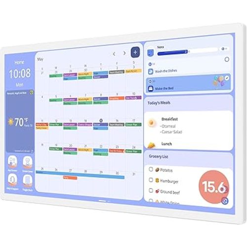 Cozyla Digital Calendar 15.6'' Wall Planner Touch Screen Chore Chart Customize Dashboard Smart Electronic Calendar for Family Schedule Meal Planner Support Any Google Play App w/Stand Wall Mount White