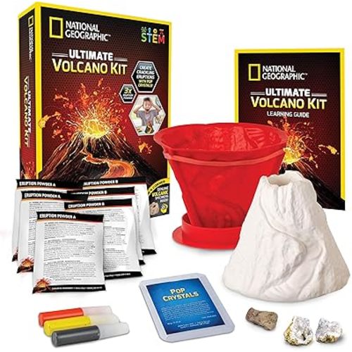National Geographic Ultimate Volcano Kit – Erupting Volcano Science Kit for Kids, 3X More Eruptions, Pop Crystals Create Exciting Sounds, STEM Science & Educational Toys (Amazon Exclusive)