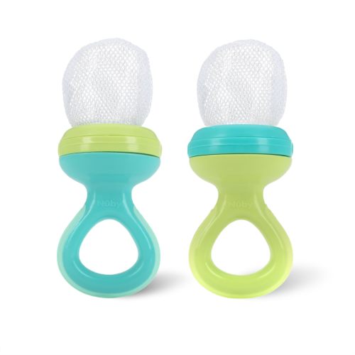 Nuby Nibbler Mesh First Soft Foods Feeder, 2Pk, Aqua & Green