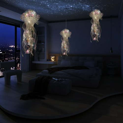 Jellyfish Lanterns Lamp 2Pcs Hanging Colorful Jelly Fish Decoration Lights for Birthday Party Under The Sea Party Decoration for Women Girl Baby