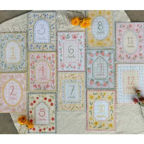 Vintage Floral Baby Milestone Cards – Monthly Baby Photo Props – Girl Baby Shower Gift – Cottagecore Nursery Decor – First Year Keepsake