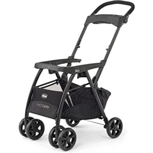 Chicco KeyFit Caddy Frame Stroller, Accepts All Chicco Infant Car Seats, Adjustable Handle, Parent Tray | Black/Black