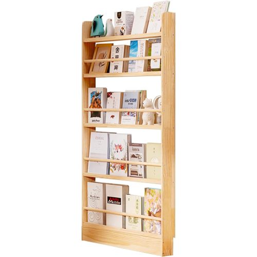 Kids Bookshelf, 5 Tier Shelves Behind The Door Book Shelf Storage, Children's Solid Wood Bookcase Space- Saving, Wall Mount Bookshelf for Bedroom, Living Room, Office and Nursery