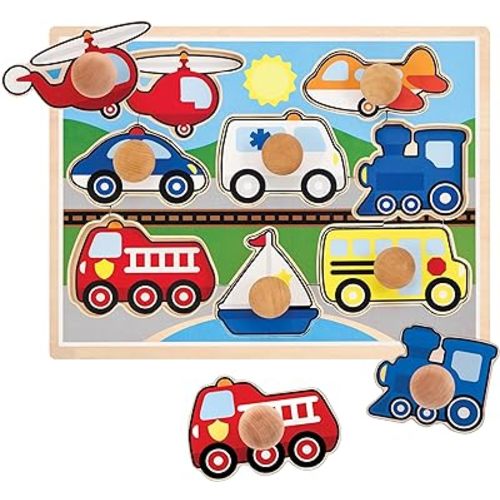 Melissa & Doug Vehicles Jumbo Knob Wooden Puzzle (8 pcs)