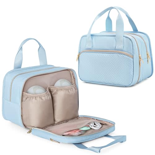 Fasrom Wearable Breast Pump Bag with Cooler Compatible with Momcozy, Medela and Elvie Pumps, Portable Pump Carrying Case for Working Moms, Blue
