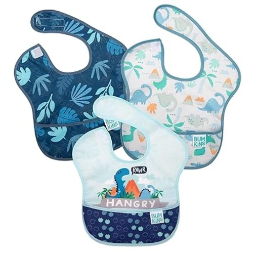 Bumkins SuperBib 3-pk Hangry, Dinosaurs, and Blue Tropic