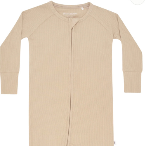 Tan Small Ribbed Zip Romper