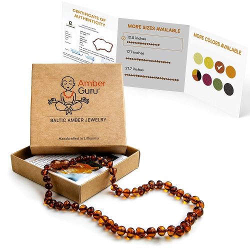 Baltic Amber Necklace (Authentic, Certified) - 12.5 inches - Unisex Jewelry - 8 Different Colors - Polished or Raw/Unpolished Real Amber Beads - Proud to Deliver Genuine Baltic Sea Wonder