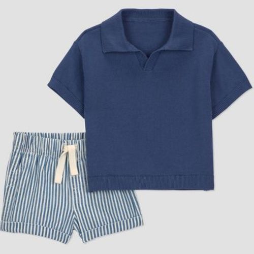 Carter's Just One You® Baby Boys' 2pc Sweater Top and Shorts Set - Navy Blue 6M