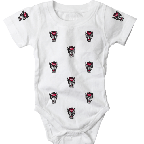 NC State Wolfpack White All Over Wolfhead Onesie – Red and White Shop