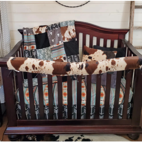 Longhorn and Cow Minky Western Boy Crib Bedding