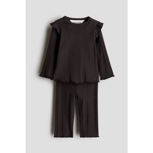 2-PIECE RUFFLE-TRIMMED COTTON JERSEY SET