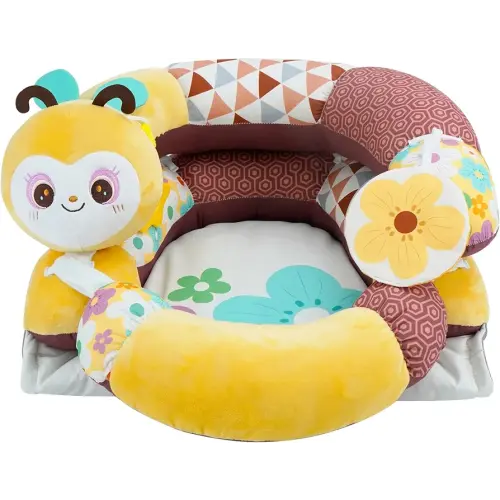 Lovvie & Joy 2-in-1 Tummy Time Mat & Seated Support Pillow,Baby Tummy Time Pillow Support for Newborns and Older Babies,with Detachable Support Pillow and Toys Bee Spirit