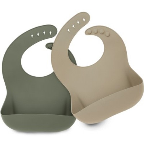 KeaBabies 2-Pack Silicone Bibs For Babies, Food Grade Silicone Baby Bibs for Eating, Feeding, Toddler Bibs, Boys, Girls, Color: Marsh