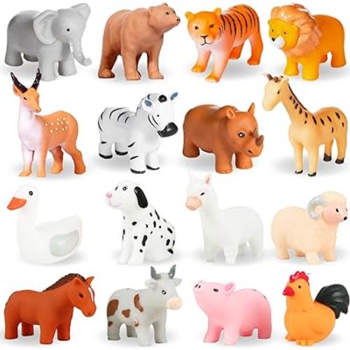 Mold Free Baby Bath Toys, for Infants 6-12& Toddlers 1-3, No Hole No Mold Bathtub Toys (Animals Combo Ⅲ, 16 Pcs with Mesh Bag)