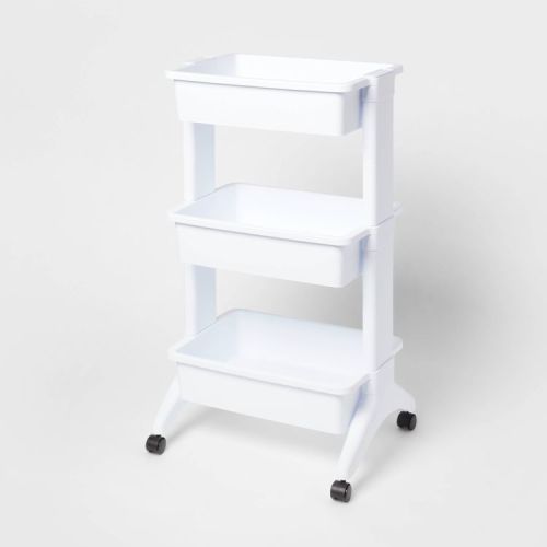 3 Tier Utility Cart White - Brightroom™: Portable Rolling Storage with Wheels, Universal Organization
