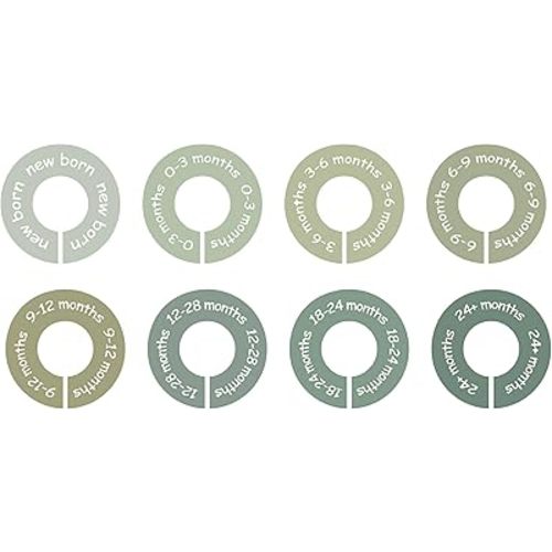 8Pcs Gradient Green Baby Closet Size Dividers Baby Clothes Hanger Organizers Newborn to 24 Month Thicken Infant Wardrobe Separators for Home Nursery Bedroom
